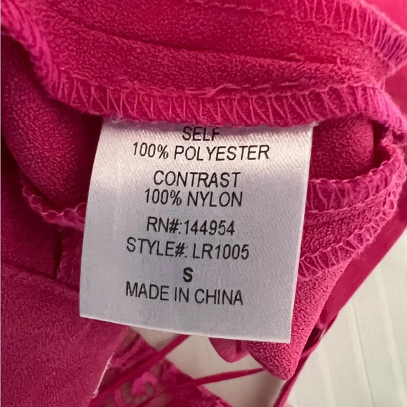 Luxxel Sexy pink lace see through romper. Small. K1 - Picture 9 of 15